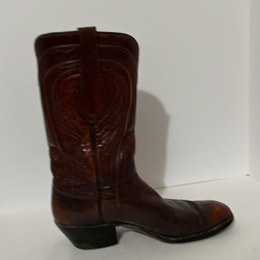 Vintage Men's  Lucchese Classic Brown Goat Skin Pull On Western Boot Size 10